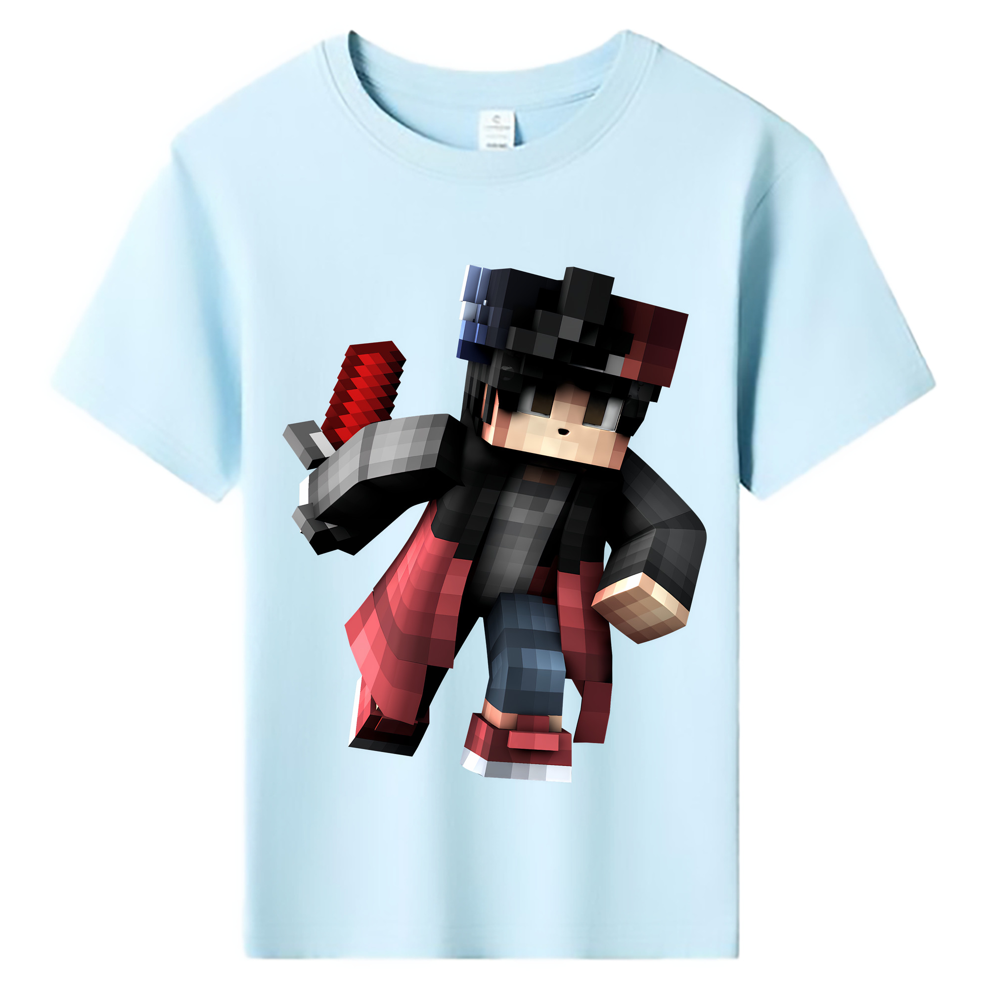 （画像用） マインクラフト ブロックの世界 Minecraft MC Block world 綿100％キッズTシャツ（フロントプリント）
